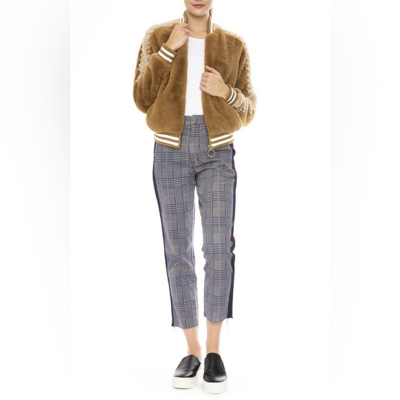 MOTHER The Shaker Prep High Waist Fray Crop Plaid Pants Happy People Read - Picture 6 of 15